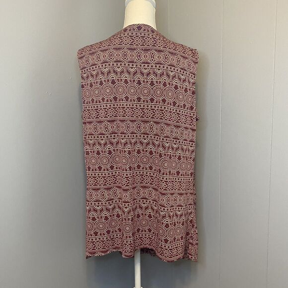 Rafaella Red Geo Print Sleeveless Blouse - Picture 6 of 9